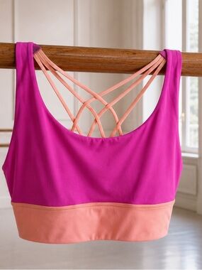 Victoria’s Secret On Point Strappy Back Longline Sports Bra XXL Pink Peach